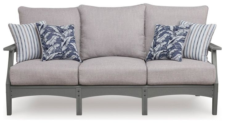 Lone View Bay Gray Performance Fabric 80" Outdoor Sofa with Cushion
