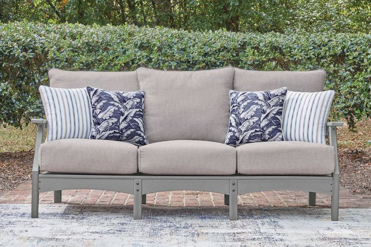 Lone View Bay Gray Performance Fabric 80" Outdoor Sofa with Cushion