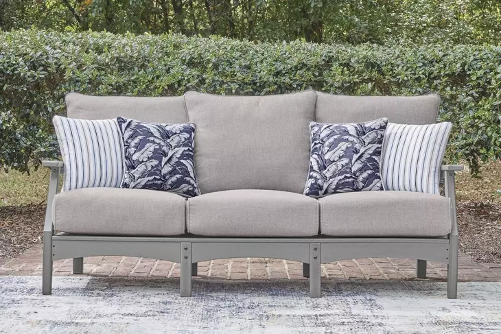 Lone View Bay Gray Performance Fabric 80" Outdoor Sofa with Cushion
