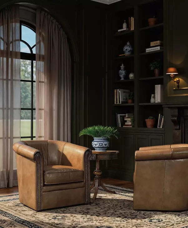 Axton Brown Swivel Leather Club Chair