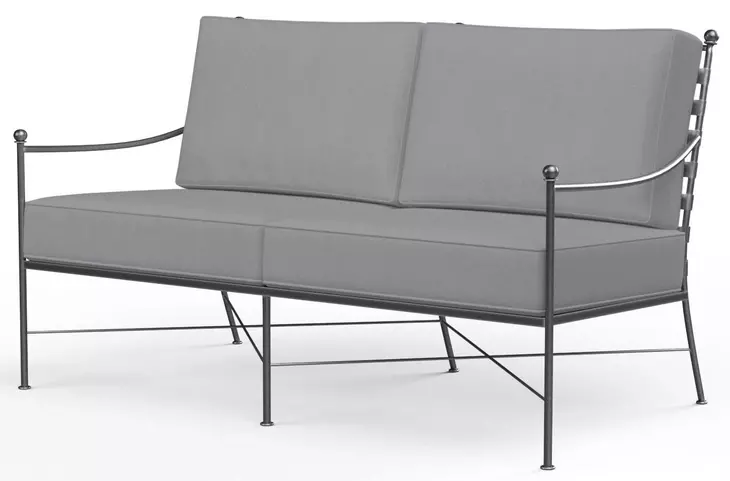 Provence Canvas Granite 52" Outdoor Loveseat with Self Welt