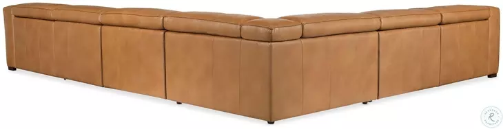 Fresco Brown Leather 6 Piece Power Reclining Sectional With 3 Power Recliners