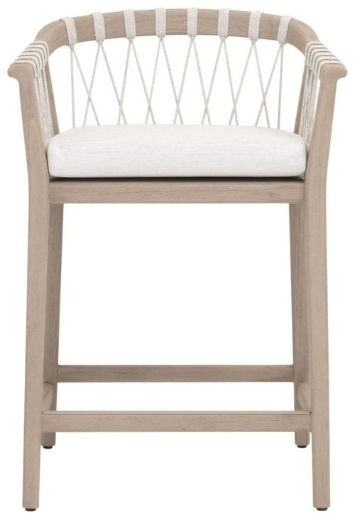 Pacific White Performance Fabric Outdoor Counter Height Stool