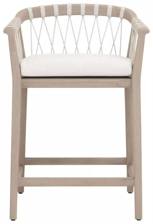 Pacific White Performance Fabric Outdoor Counter Height Stool