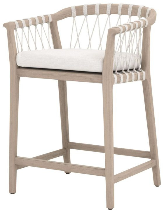 Pacific White Performance Fabric Outdoor Counter Height Stool