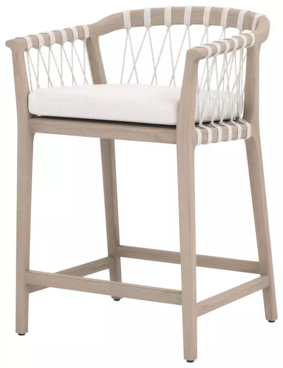 Pacific White Performance Fabric Outdoor Counter Height Stool