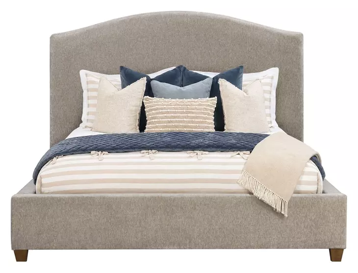 Gina Rosemont Stone and Espresso Queen Upholstered Panel Bed From ...
