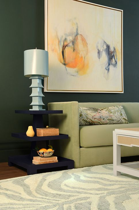 Tatiana Textured Navy Rectangular Side Table with 2 Shelves
