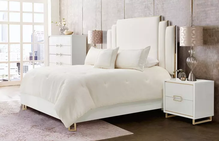 Palm Gate Cloud White Eastern King Bed with USB Charging