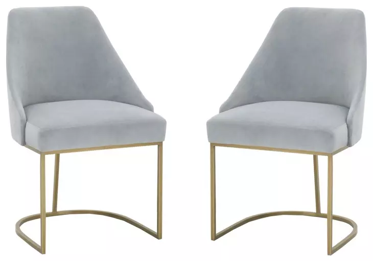 Parissa Coastal Velvet And Brushed Gold Dining Chair Set of 2