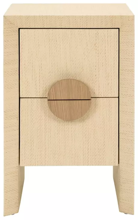 Parker Natural Grasscloth Soft Close 2 Drawer Side Table