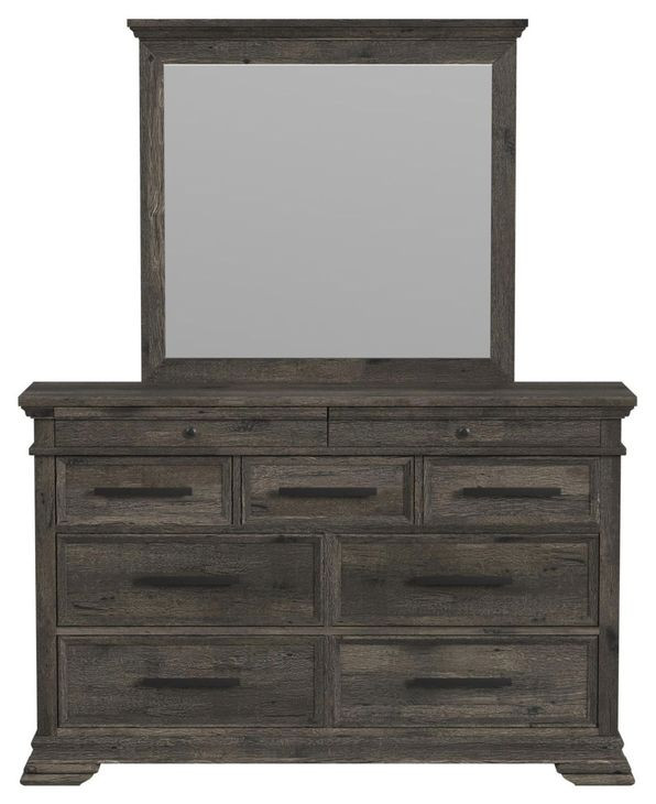 Hyde Charcoal 9 Drawer Dresser and Rectangular Mirror