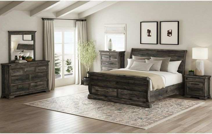 Hyde Charcoal Full Sleigh Storage Bed