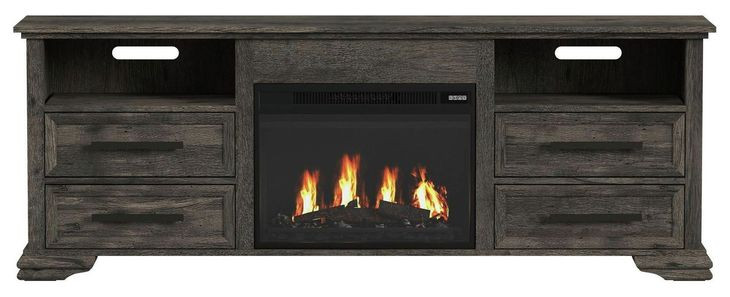 Hyde Charcoal 71'' TV Stand with Fireplace Insert
