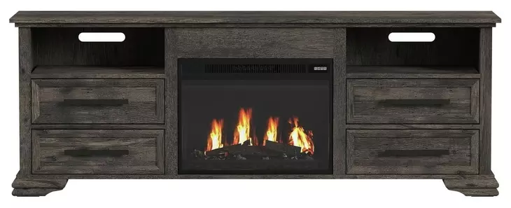 Hyde Charcoal 71'' TV Stand with Fireplace Insert