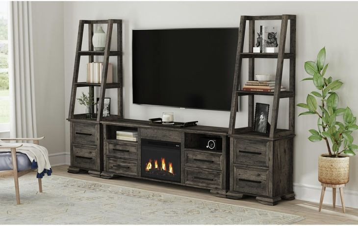 Hyde Charcoal 71'' TV Stand with Fireplace Insert