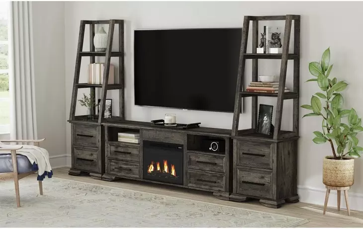 Hyde Charcoal 71'' TV Stand with Fireplace Insert