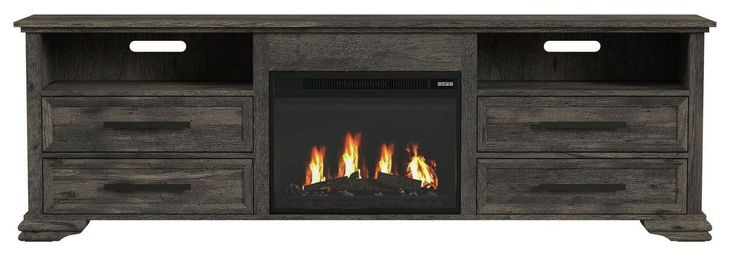 Hyde Charcoal 82'' TV Stand with Fireplace Insert