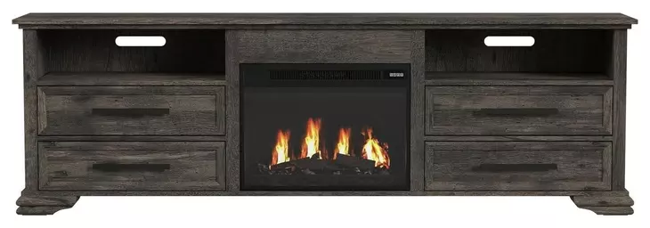 Hyde Charcoal 82'' TV Stand with Fireplace Insert