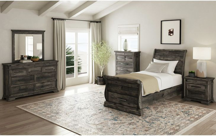Hyde Charcoal Twin Sleigh Storage Bed