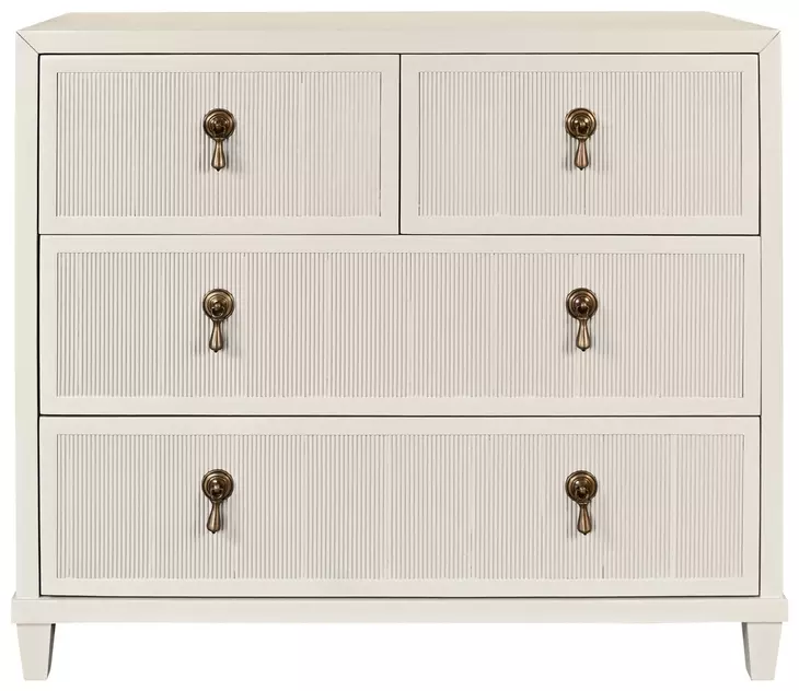 Pascal Matte Antique White Lacquer 4 Drawer Soft Close Accent Chest