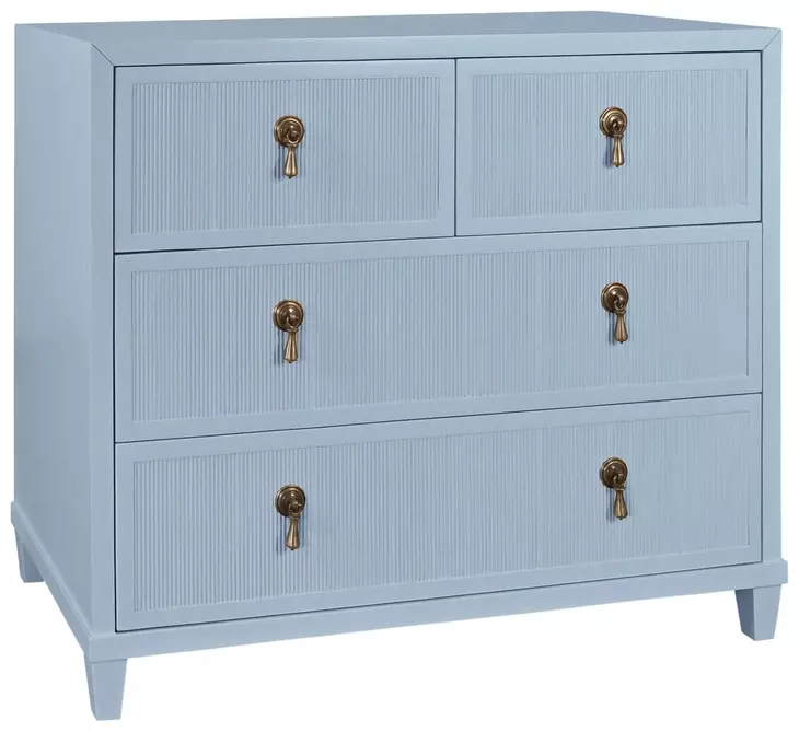 Pascal Matte Light Blue Lacquer 4 Drawer Soft Close Accent Chest