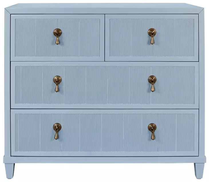 Pascal Matte Light Blue Lacquer 4 Drawer Soft Close Accent Chest