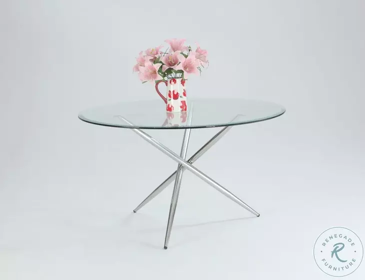 Patricia Clear Glass And Polished Stainless Steel Dining Table
