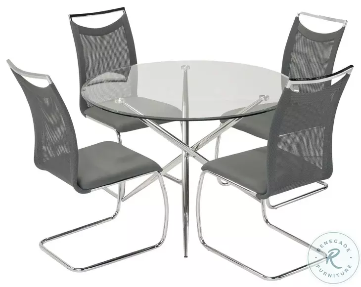 Patricia Clear Glass And Polished Stainless Steel Dining Table