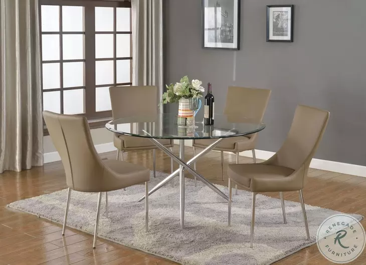 Patricia Clear Glass And Polished Stainless Steel Dining Table