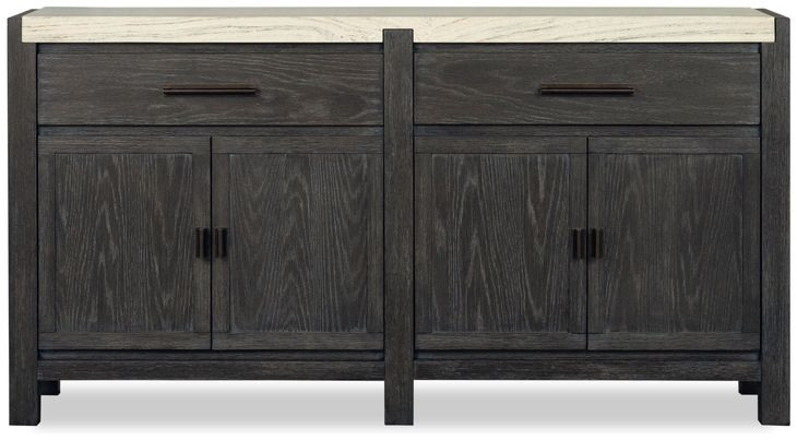 Plum Creek Ravenwood Black and White 4 Door Marble Top Sideboard