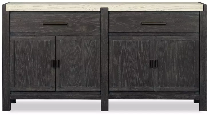 Plum Creek Ravenwood Black and White 4 Door Marble Top Sideboard
