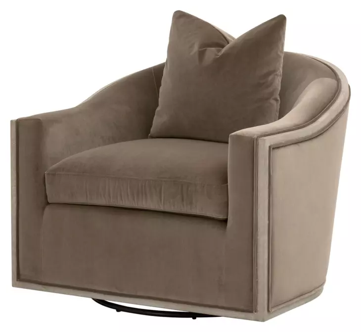 Stitch and Hand Dining Bedroom Caramel Upholstered Swivel Paxton Club Chair with Pillow