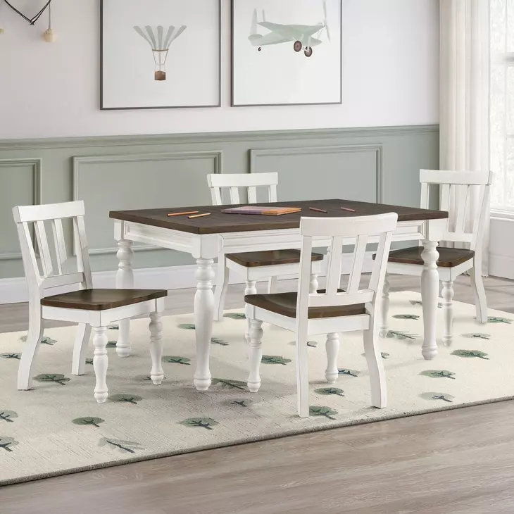 Joanna Brown and Cream Rectangular Kids Dining Room Set