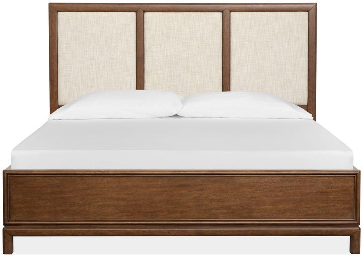 Ridgefield Russet and Cream King Upholstered Panel Bed
