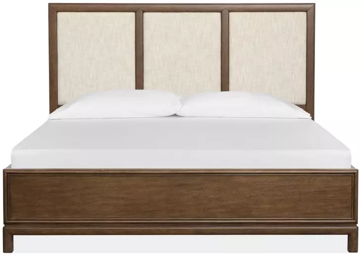 Ridgefield Russet and Cream King Upholstered Panel Bed