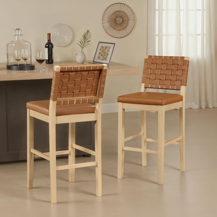 Reid Sand Vegan Leather Bar Chair Set of 2