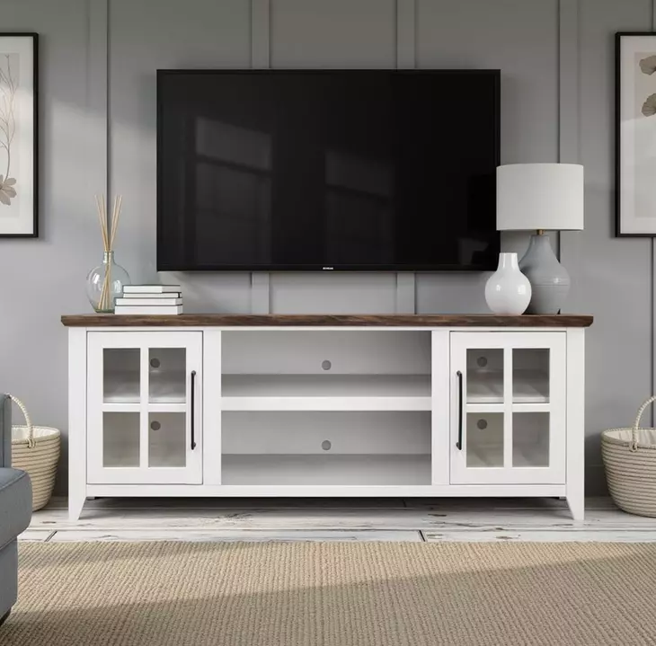 Providence White and Bourbon 66" TV Stand