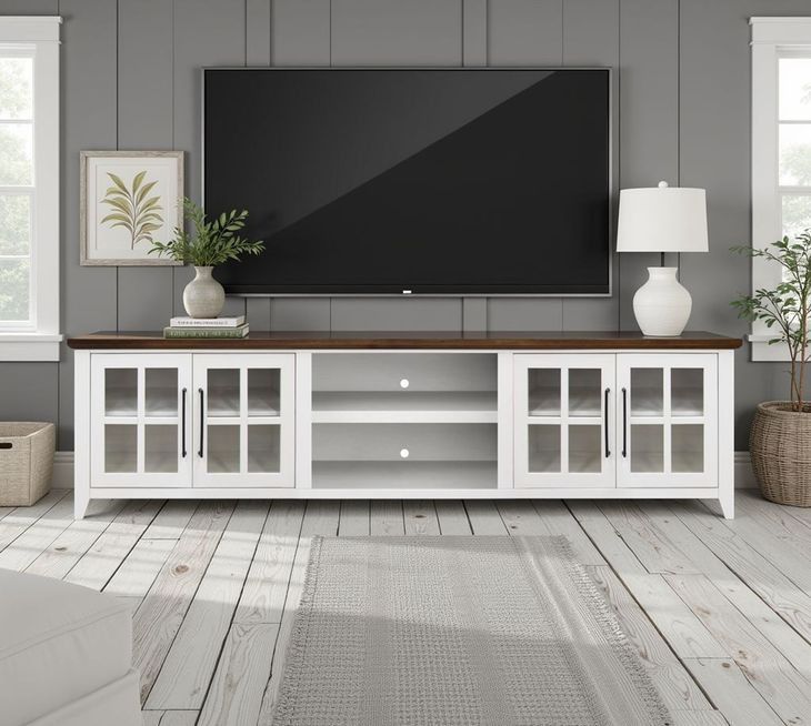 Providence White and Bourbon 96" TV Stand