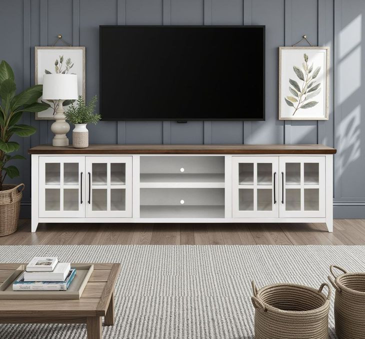 Providence White and Bourbon 96" TV Stand