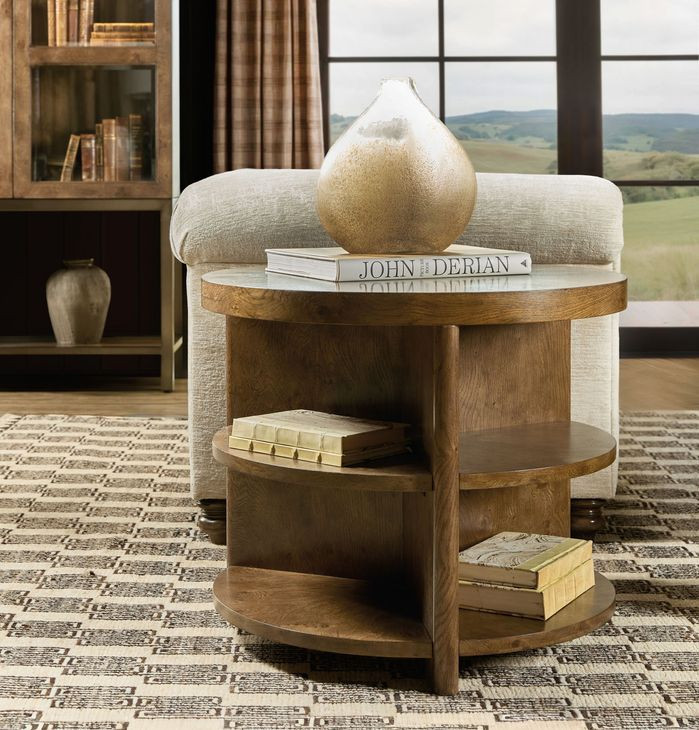 Mosaic Rich Golden Brown Round Mulholland Round End Table