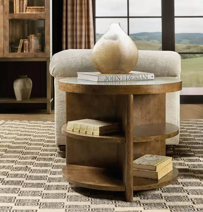 Melange Rich Golden Brown Round Mulholland Round End Table