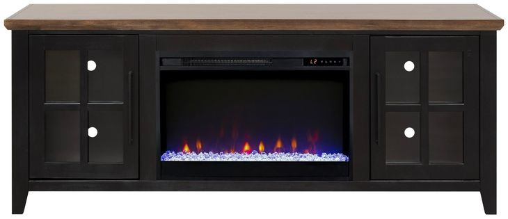 Providence Black and Bourbon 66" TV Stand with Fireplace