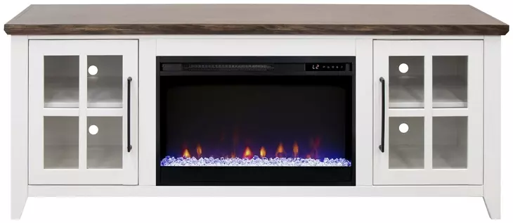 Providence White and Bourbon 66" TV Stand with Fireplace