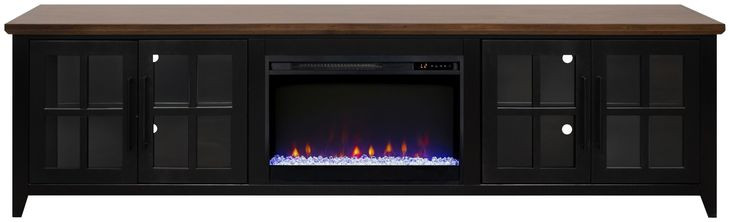 Providence Black and Bourbon 96" TV Stand with Fireplace