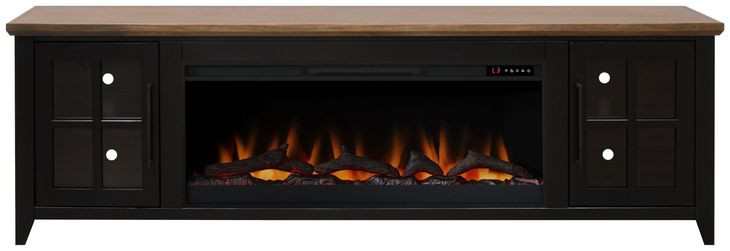 Providence Black and Bourbon 83" TV Stand with Fireplace