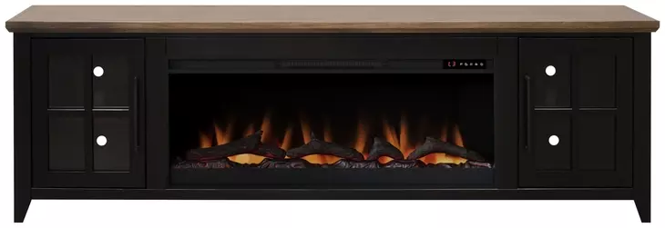 Providence Black and Bourbon 83" TV Stand with Fireplace