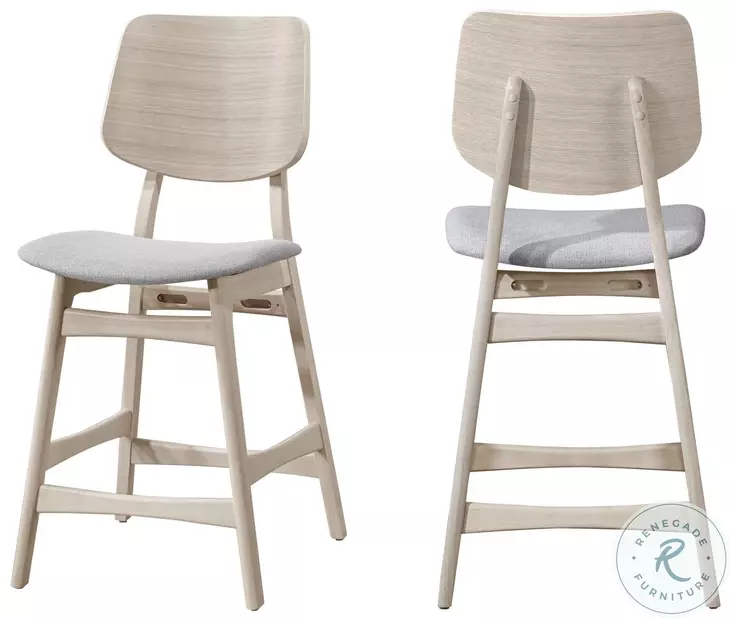 Oscar White Ash And Gray Upholstered Counter Height Stool Set Of 2