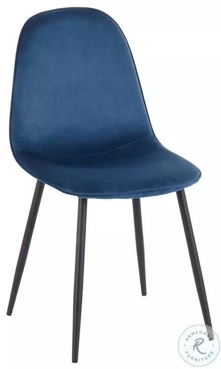 Pebble Blue Velvet And Black Steel Chair Set of 2