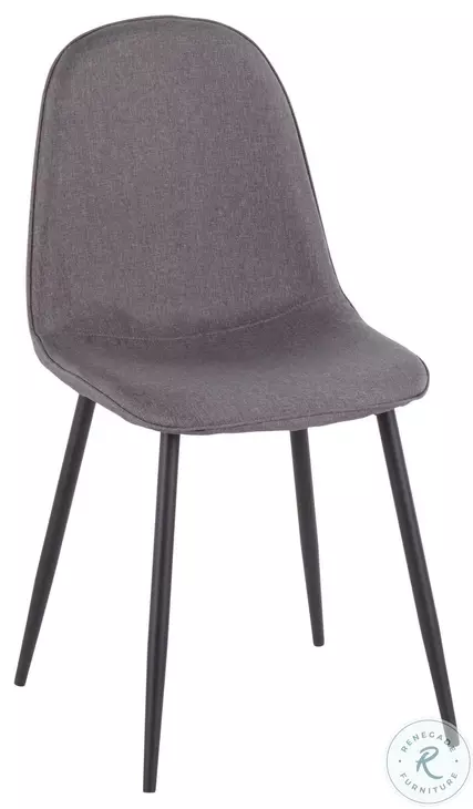 Pebble Charcoal Fabric And Black Steel Chair Set of 2